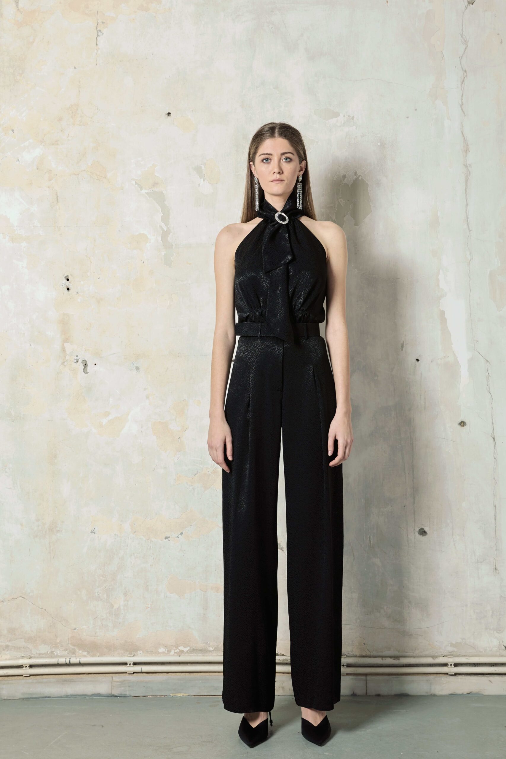 Black Wide Leg Belted Pants - F.ILKK